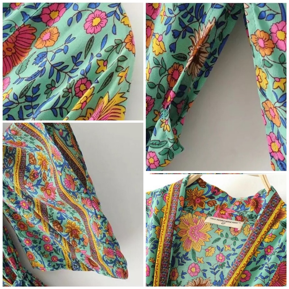 Long Boho Festival Floral Kimono - Picture 6 of 9